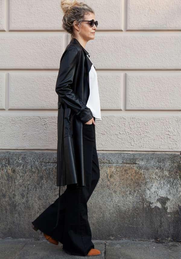 Rose & Lini GIORGIO BRATO BLACK LEATHER TRENCH 13036 Sconto
