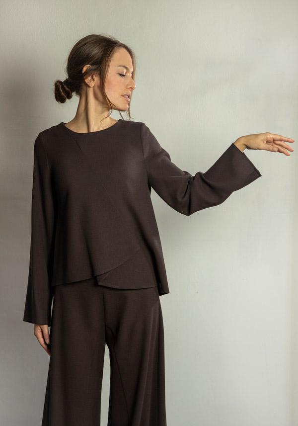 Rose & Lini STEFANO MORTARI WOOL “BLOUSE 5231” BROWN Saldi
