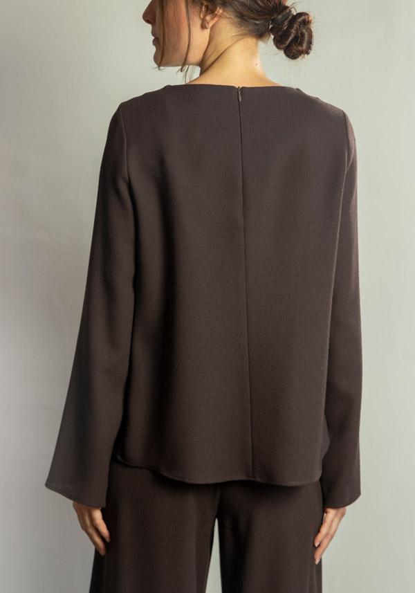 Rose & Lini STEFANO MORTARI WOOL “BLOUSE 5231” BROWN Saldi