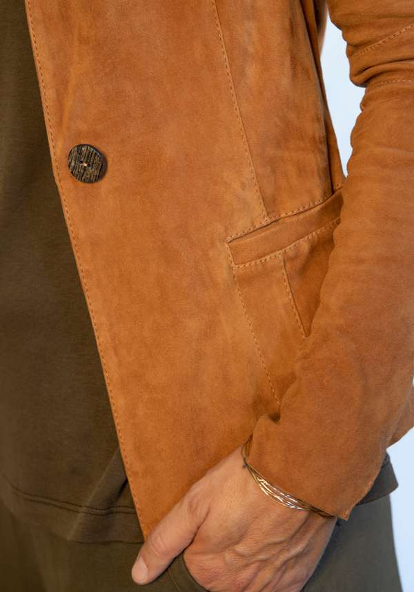 Rose & Lini GIORGIO BRATO CAMEL SUEDE JACKET 9593 Vendita Calda