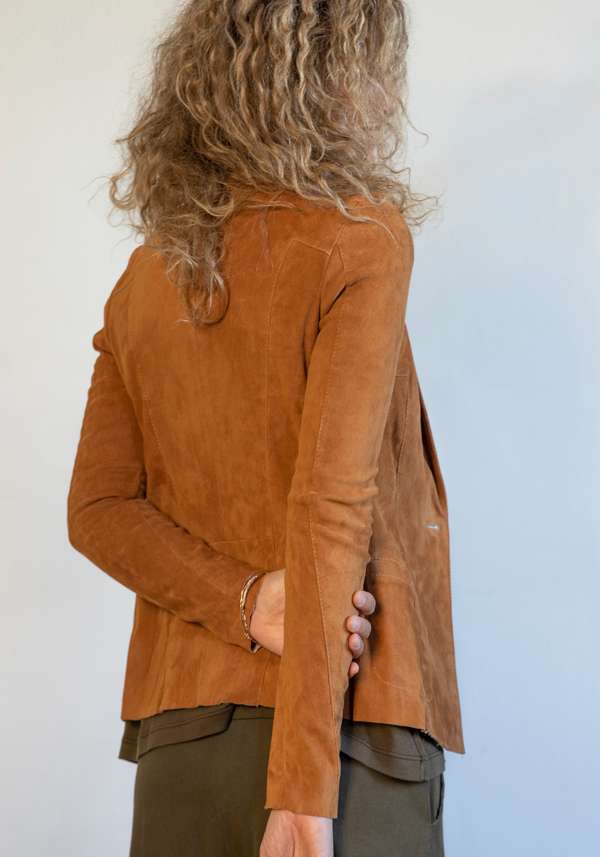 Rose & Lini GIORGIO BRATO CAMEL SUEDE JACKET 9593 Vendita Calda