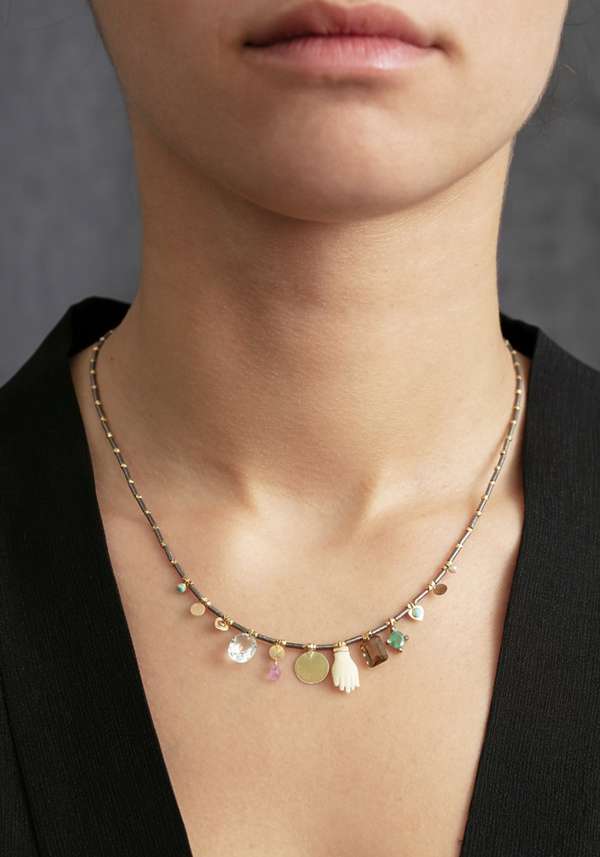 Rose & Lini 5 OCTOBRE “GARY” MULTIPLE CHARMS NECKLACE In Saldo