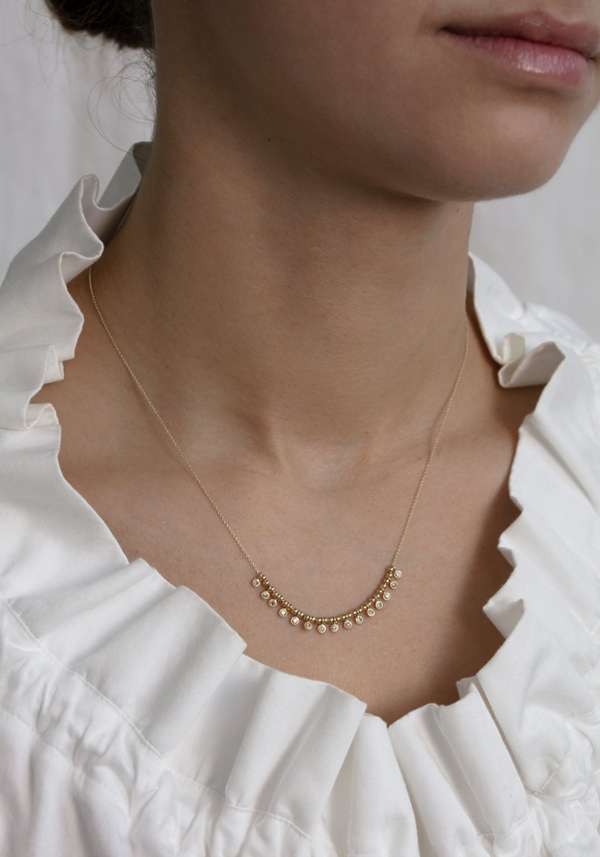 Rose & Lini 5 OCTOBRE “SILOE” GOLD & DIAMONDS NECKLACE Nuova