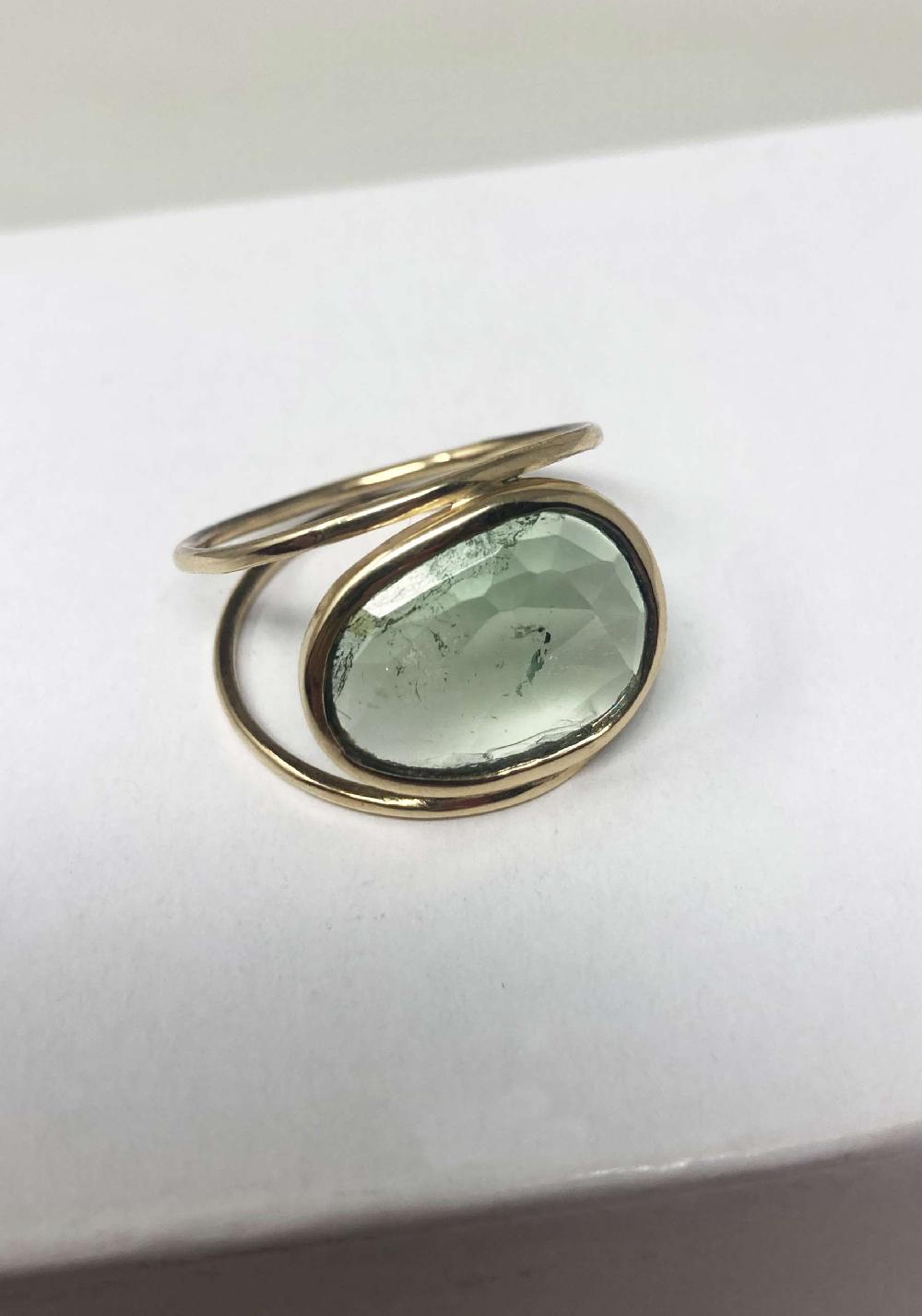 Rose & Lini MAITEA “DOUBLE RING” GOLD & GREEN In Linea