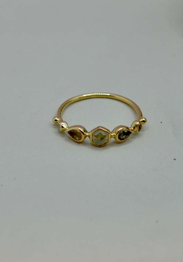 Rose & Lini DORETTE TOURMALINE & DIAMONDS “BAGUE SIMPLE” GOLD RING Nuovo