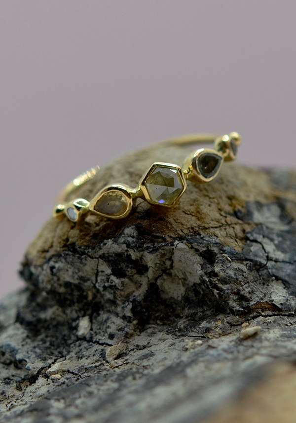Rose & Lini DORETTE TOURMALINE & DIAMONDS “BAGUE SIMPLE” GOLD RING Nuovo