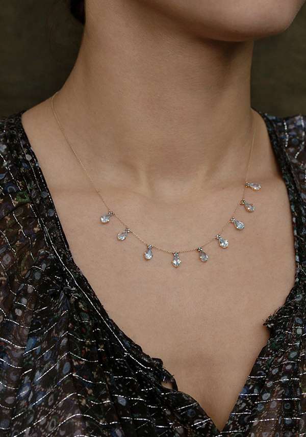Rose & Lini 5 OCTOBRE “JULIAN” AQUAMARINE & DIAMONDS NECKLACE Qualità