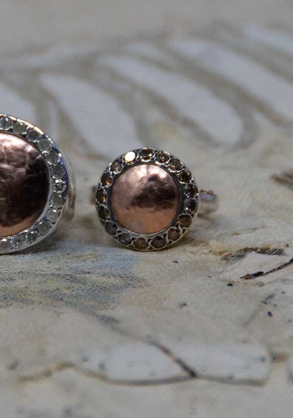 Rose & Lini ROSAMARIA SILVER PINK GOLD & DIAMONDS “JULIA” RING Vendita
