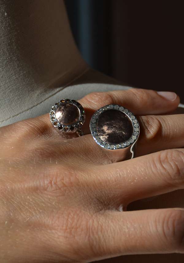 Rose & Lini ROSAMARIA SILVER PINK GOLD & DIAMONDS “JULIA” RING Vendita