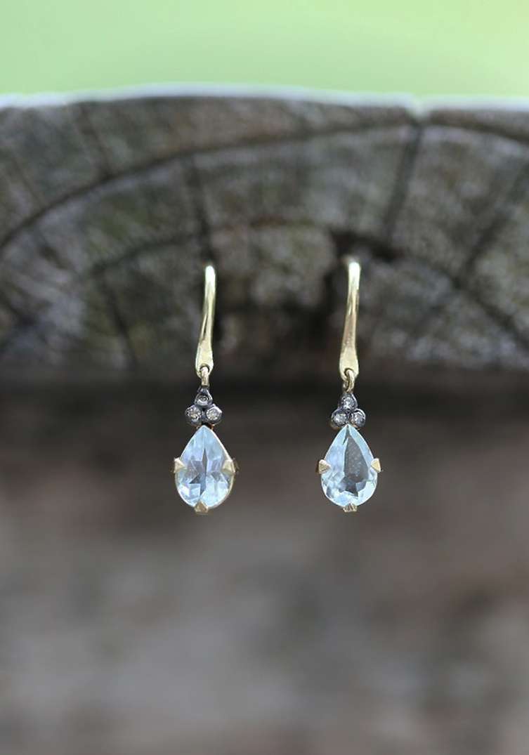 Rose & Lini 5 OCTOBRE “CELIA” AQUAMARINE & DIAMONDS EARRINGS Spedizione gratuita