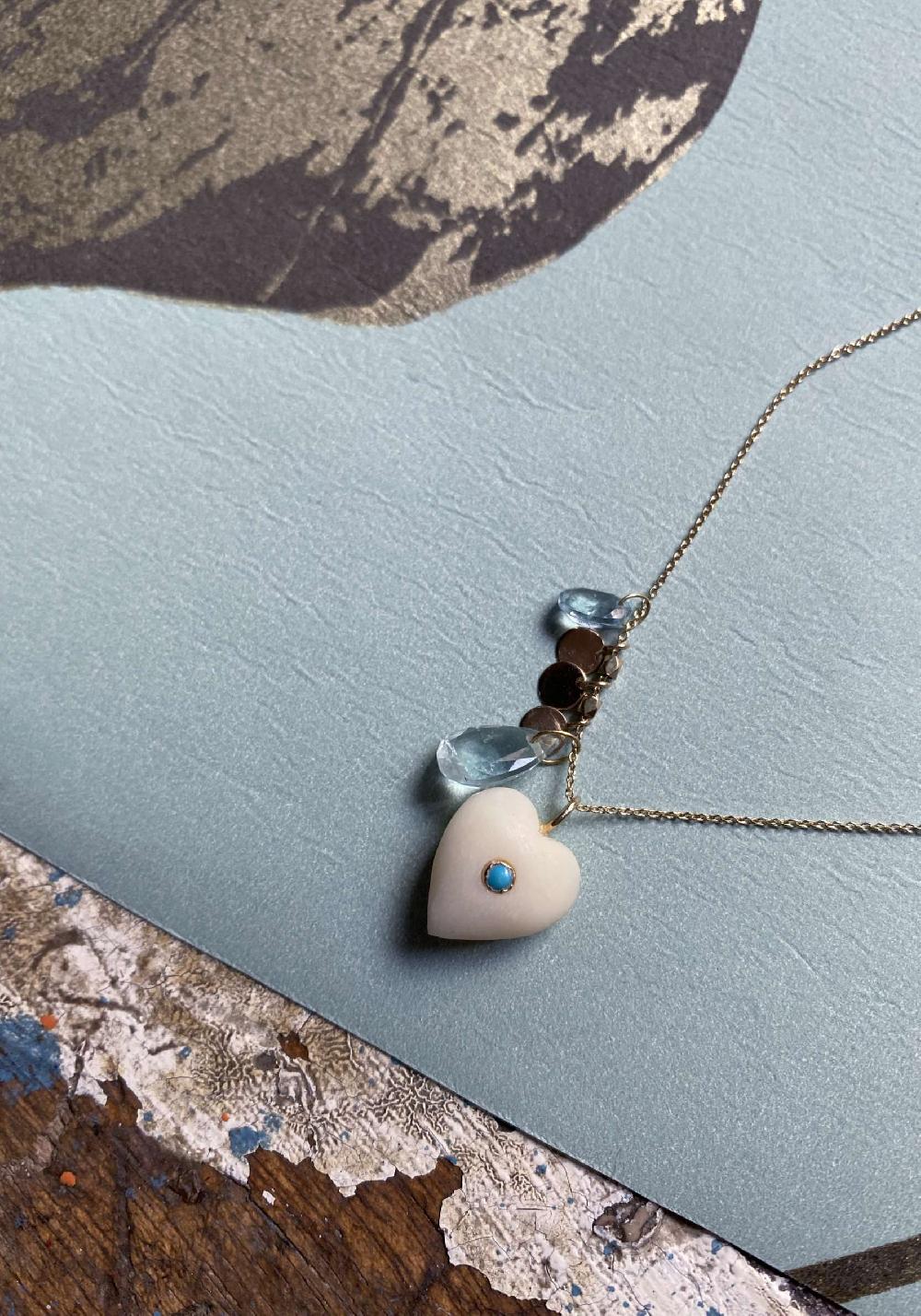 Rose & Lini 5 OCTOBRE “COEUR” TURQUOISE NECKLACE Consegna Veloce