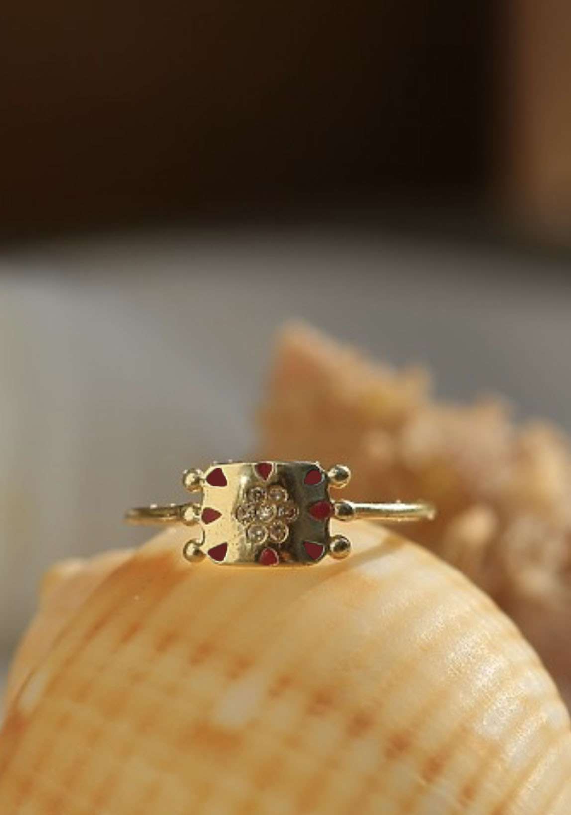 Rose & Lini 5 OCTOBRE “EMA” DIAMOND & ENAMEL GOLD RING Promozione Limitata