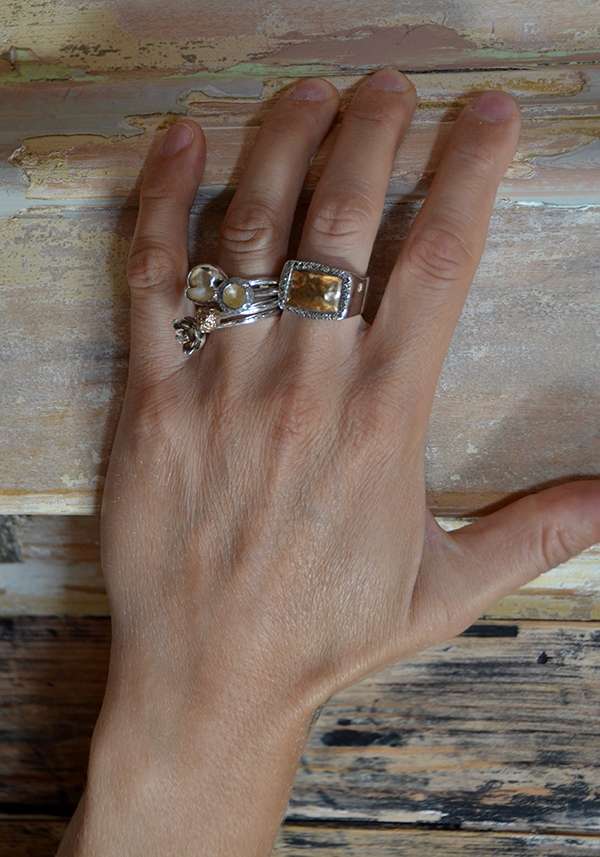 Rose & Lini ROSAMARIA SILVER GOLD & DIAMONDS “NASMA” RING Affare Del Giorno