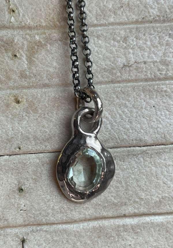 Rose & Lini ROSAMARIA “NHILL” PRASIOLITE PENDANT SILVER NECKLACE Black Friday