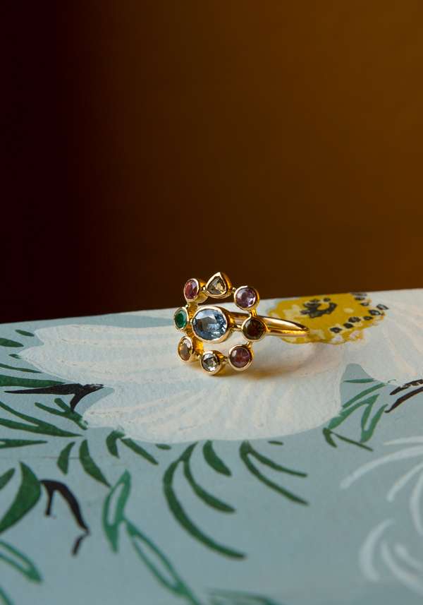 Rose & Lini DORETTE MULTICOLOR “BAGUE SUPER COURONNÉE” GOLD RING Saldi Di Fabbrica