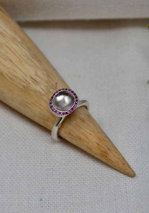 Rose & Lini ROSAMARIA SILVER AND RUBY “BEENU” RING