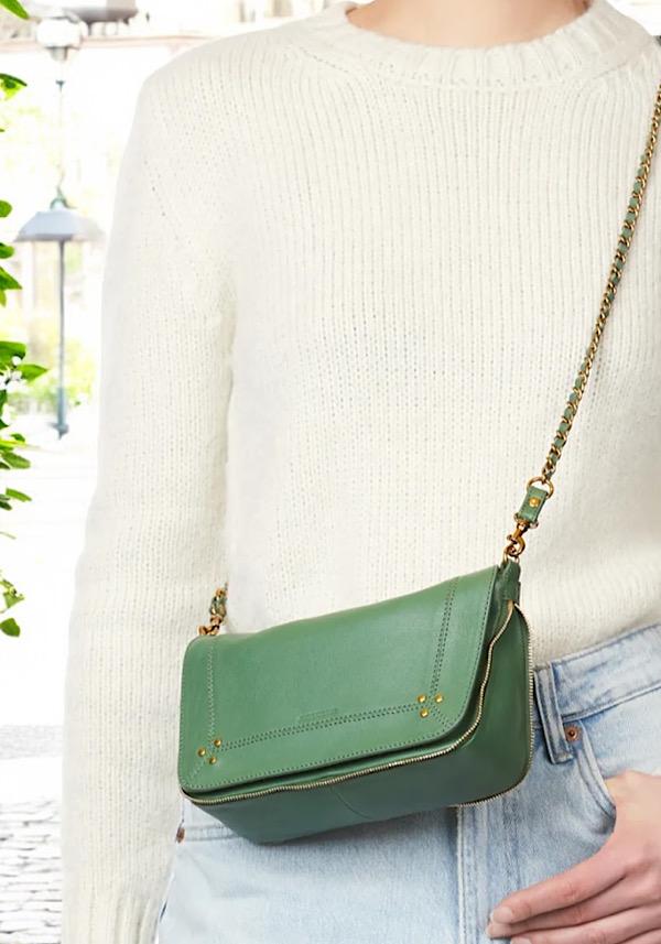 Rose & Lini JÉRÔME DREYFUSS “BOBI S” CELADON GREEN LEATHER BAG Shopping Online