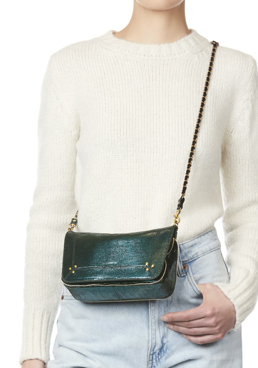 Rose & Lini JÉRÔME DREYFUSS “BOBI S” LAMÈ GREEN BAG Affare Del Giorno