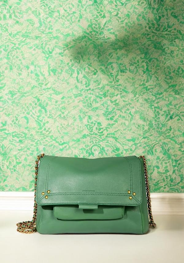 Rose & Lini JÉRÔME DREYFUSS “LULU M” CELADON GREEN LEATHER BAG Presa