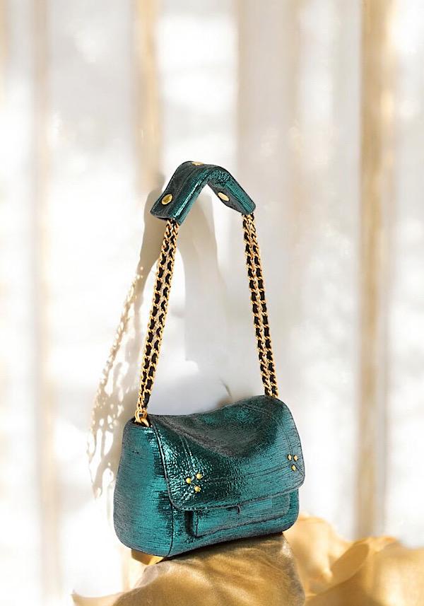 Rose & Lini JÉRÔME DREYFUSS “LULU S” LAMÈ GREEN BAG Offerta