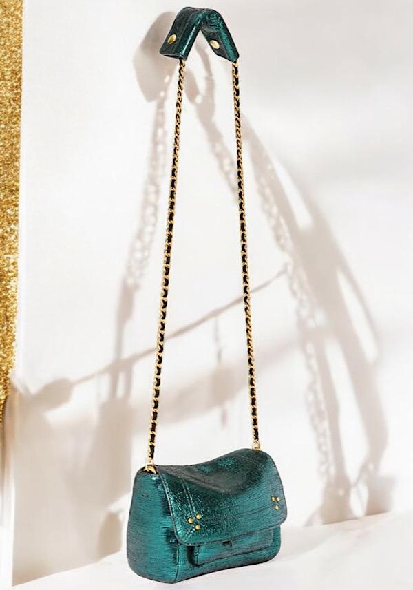 Rose & Lini JÉRÔME DREYFUSS “LULU S” LAMÈ GREEN BAG Offerta