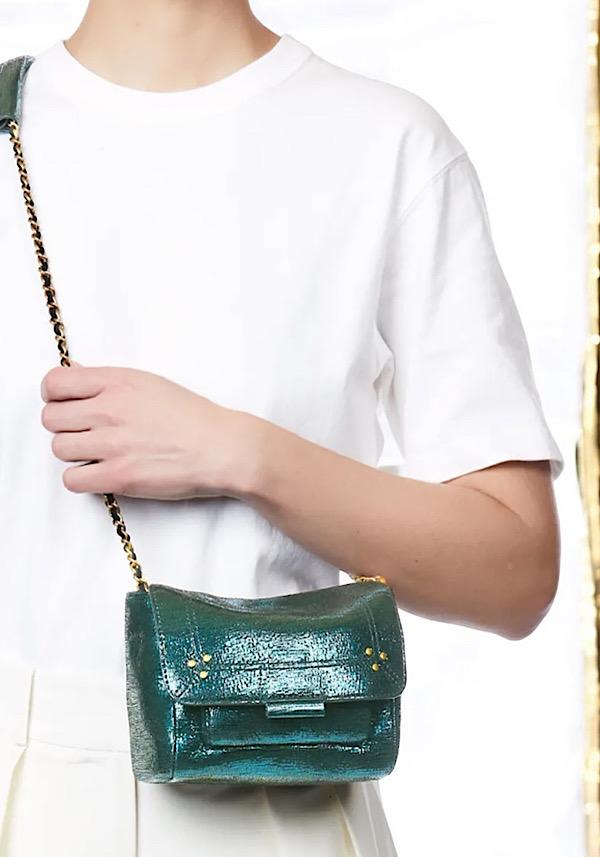 Rose & Lini JÉRÔME DREYFUSS “LULU S” LAMÈ GREEN BAG Offerta