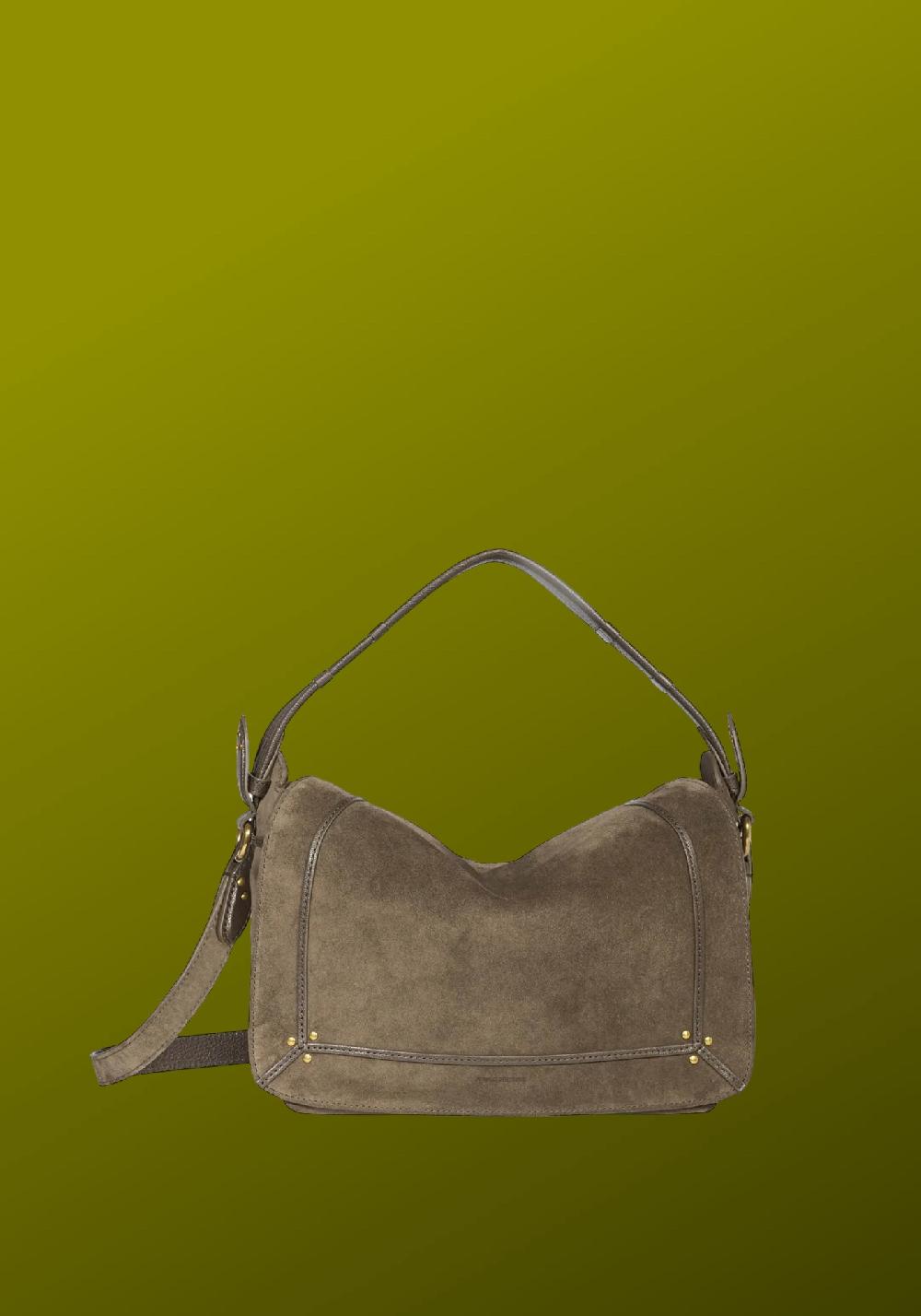 Rose & Lini JÉRÔME DREYFUSS “PEPITO M” SAVANE SUEDE LEATHER BAG In Vendita