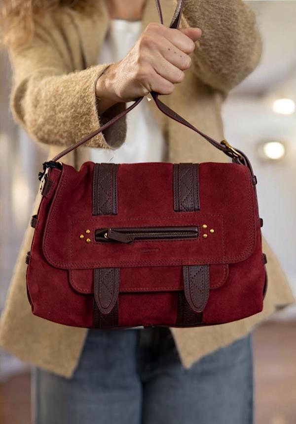 Rose & Lini JÉRÔME DREYFUSS “JOE S” BURGUNDY SHOULDER BAG Vendite Flash