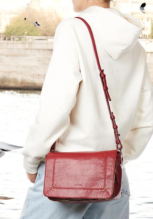 Rose & Lini JÉRÔME DREYFUSS “IGOR” RUBY LEATHER BAG Nuova