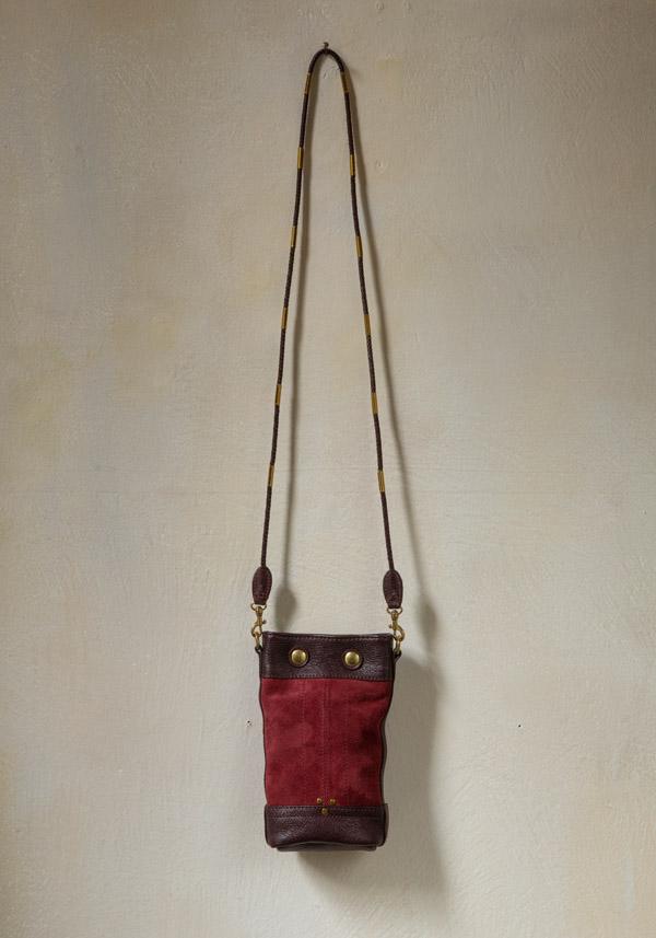 Rose & Lini JÉRÔME DREYFUSS “BEN MINI” BURGUNDY LEATHER BAG Flash Sale
