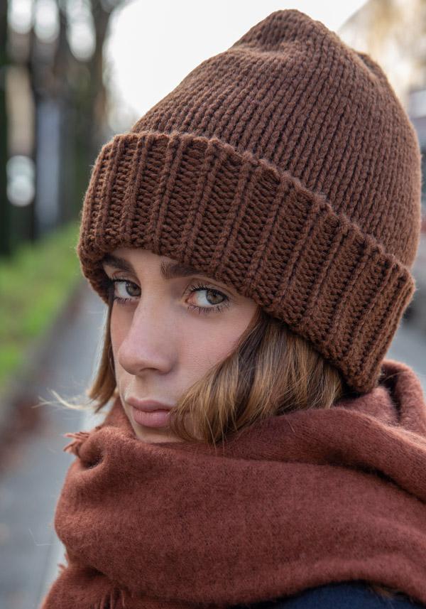 Rose & Lini DANIELAPI MERINO’S WOOL “RASATO” CACAO BEANIE Offerta Anniversario