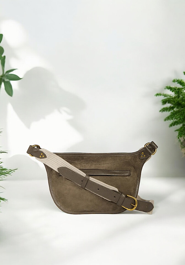 Rose & Lini JÉRÔME DREYFUSS “STAN BANANE” SAVANE SUEDE LEATHER BAG Nuovi prodotti