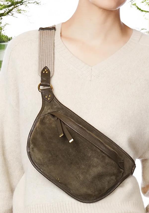 Rose & Lini JÉRÔME DREYFUSS “STAN BANANE” SAVANE SUEDE LEATHER BAG Nuovi prodotti