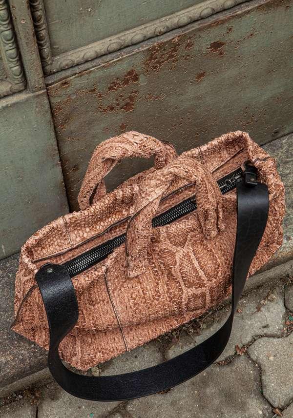 Rose & Lini SIMONA TAGLIAFERRI NUDE PYTHON SOFT BAG Super Saving Price