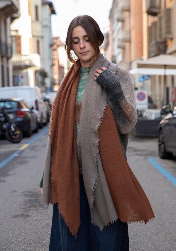 Rose & Lini MIRROR IN THE SKY CASHMERE “OPEN KNITTED DEGRADEE” HELMET & WILLOW In Saldo