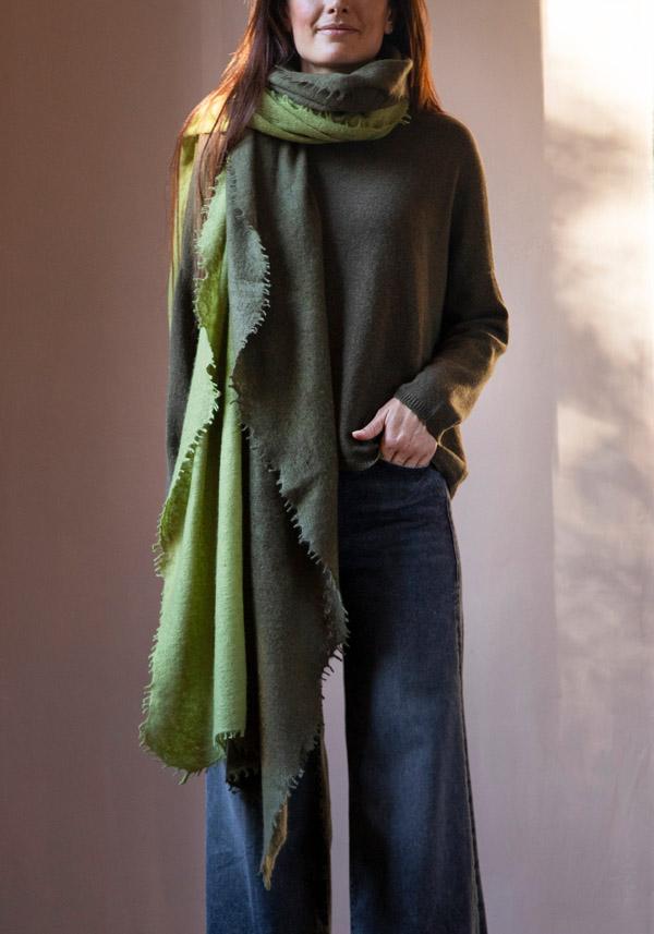 Rose & Lini MIRROR IN THE SKY CASHMERE “OPEN KNITTED DEGRADEE” LAUREL & MOSS SCARF Nuova
