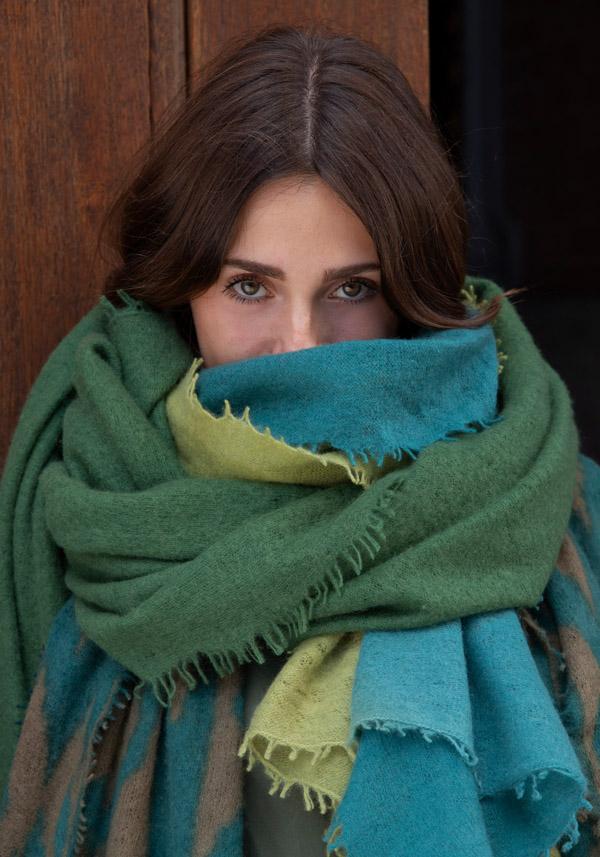 Rose & Lini MIRROR IN THE SKY CASHMERE “OPEN KNITTED” HERB SCARF Sconto di tempo limitato