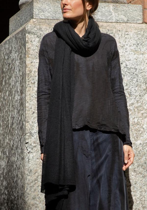 Rose & Lini MIRROR IN THE SKY CASHMERE “CLOUD KNITTED PLAIN” BLACK SHAWL Sconti VIP