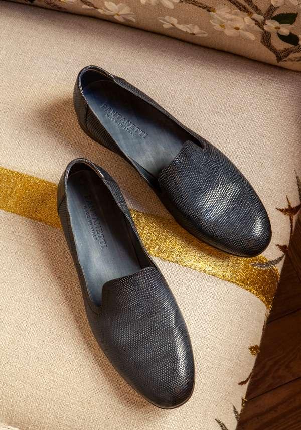 Rose & Lini PANTANETTI INDACO LIZARD “FLAT SHOES 15128” Ritorno libero