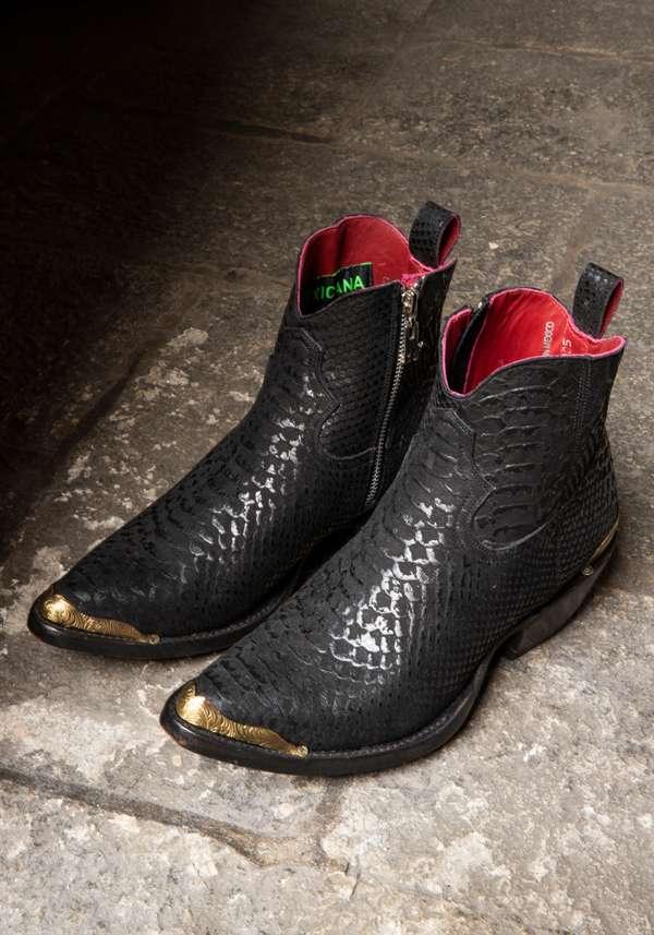 Rose & Lini MEXICANA “LAPAZ MARACAIBO” TEXTURED BLACK ANKLE BOOTS ACQUISTA ORA