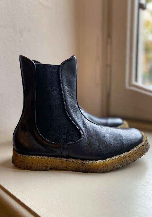 Rose & Lini ROCCO P. “TRONCHETTO 17604” BLACK LEATHER ANKLE BOOTS Ultimi due giorni