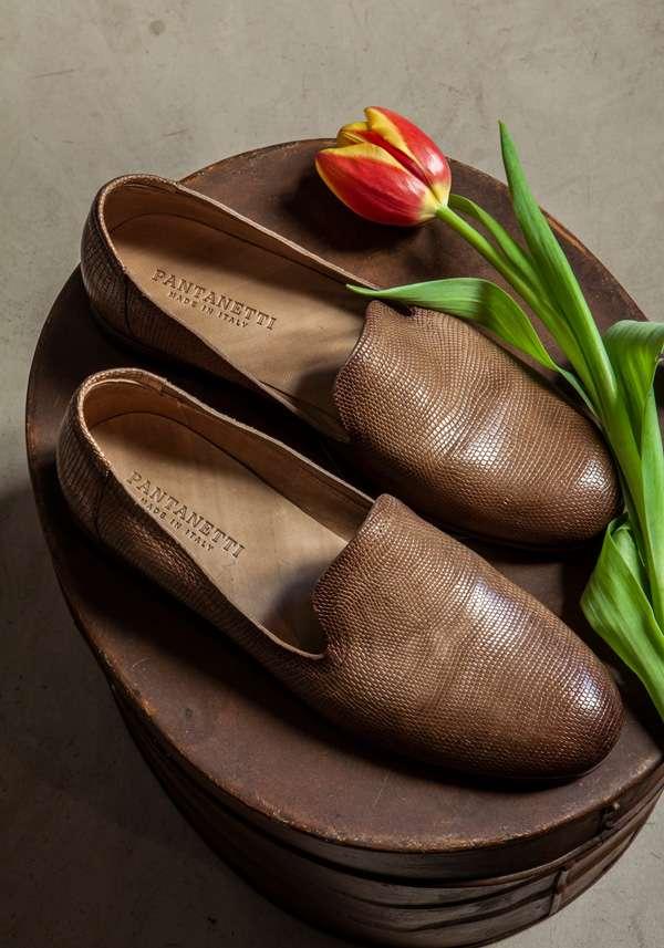 Rose & Lini PANTANETTI BROWN LIZARD “FLAT SHOES 15128” Promozione temporanea