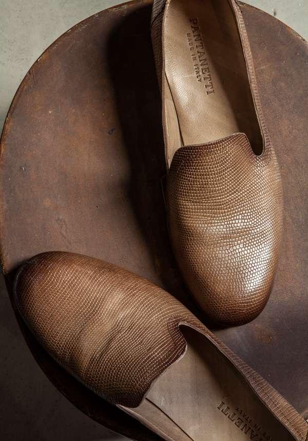 Rose & Lini PANTANETTI BROWN LIZARD “FLAT SHOES 15128” Promozione temporanea