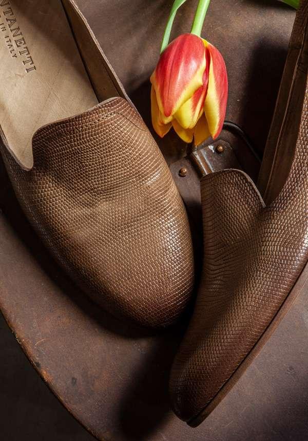 Rose & Lini PANTANETTI BROWN LIZARD “FLAT SHOES 15128” Promozione temporanea