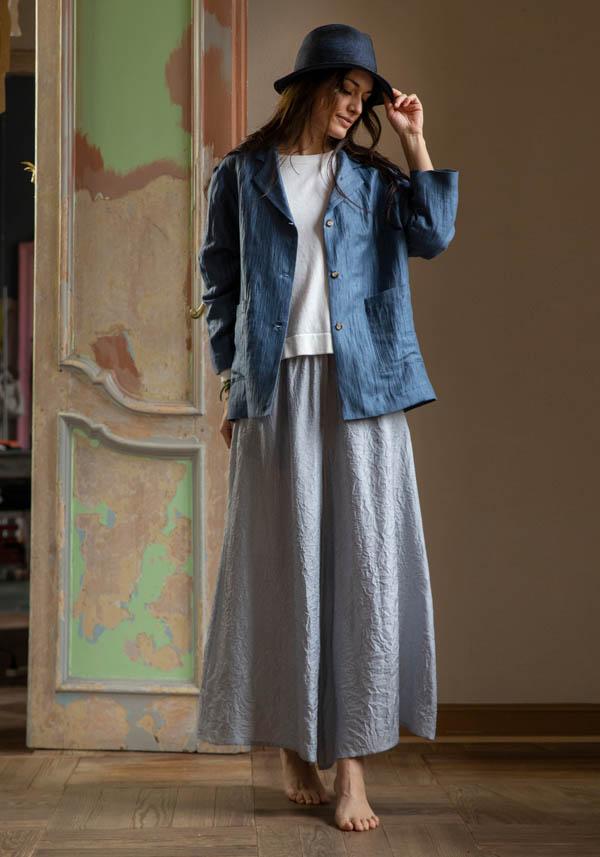 Rose & Lini LINING BLUE & WHITE “SIMEONE” WIDE LEG PANTS Sostegno trimestrale
