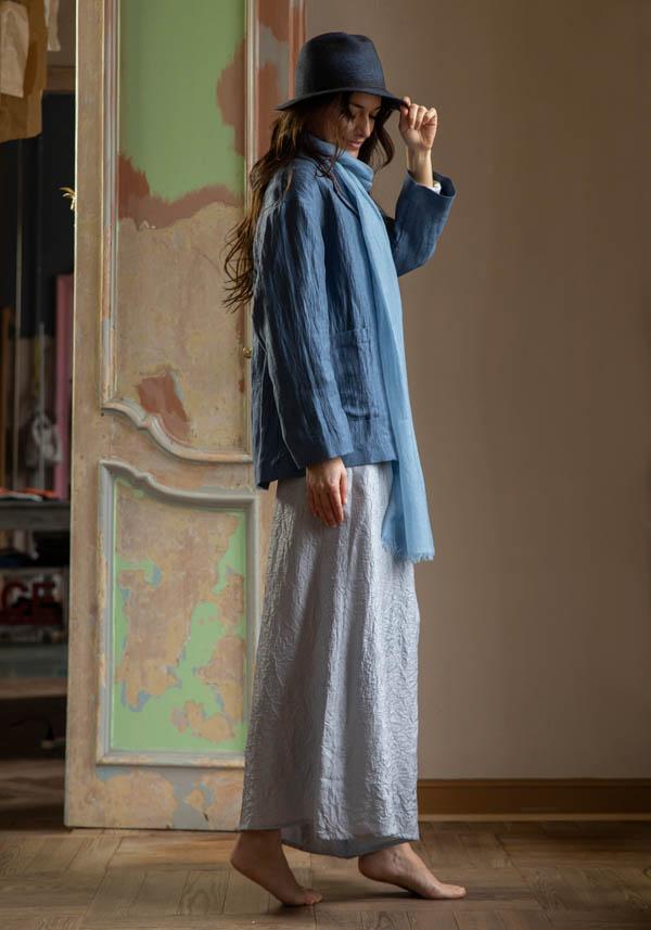 Rose & Lini LINING BLUE & WHITE “SIMEONE” WIDE LEG PANTS Sostegno trimestrale