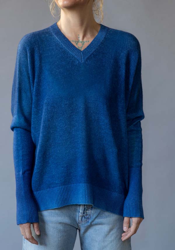 Rose & Lini FISSORE CASHMERE KNIT “MARGHERITA” INDIGO Enormi sconti