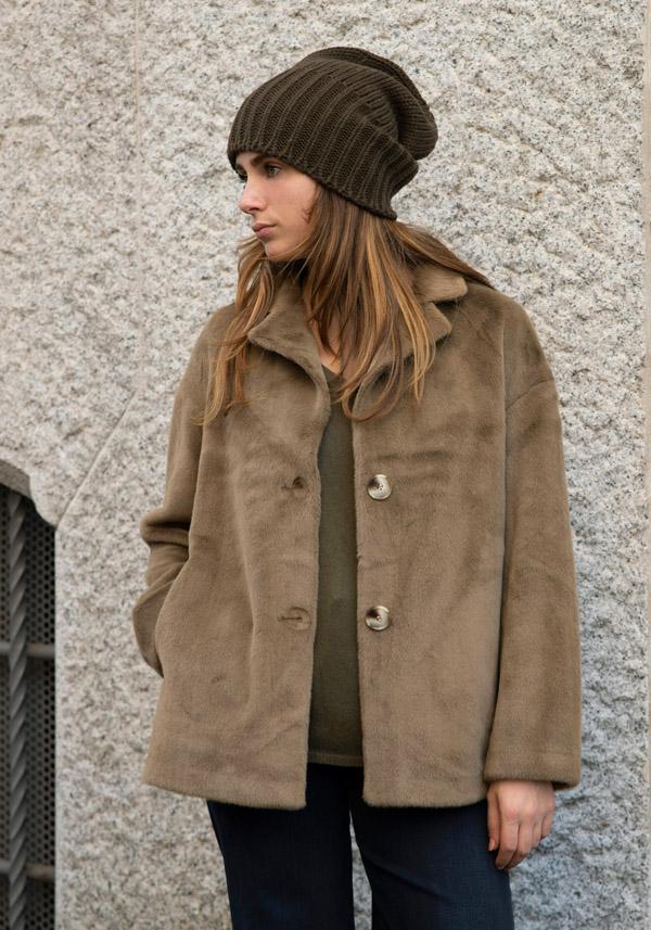 Rose & Lini LEON & LULU “CABAN 2 BUTTONS” FURRY KAKI/GREEN JACKET Esporta salva