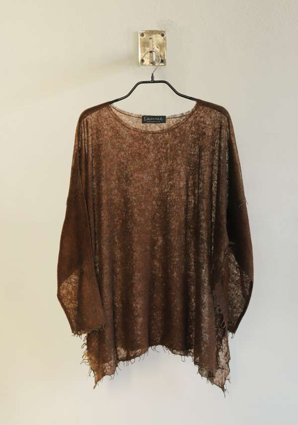 Rose & Lini LALAERRE CASHMERE “FRINGES PONCHO” CHOCOLATE Duty-free