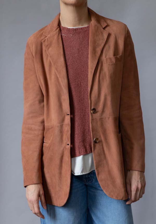 Rose & Lini KILTIE SUEDE LEATHER “LUCAS JACKET” BROWN Promozione Limitata